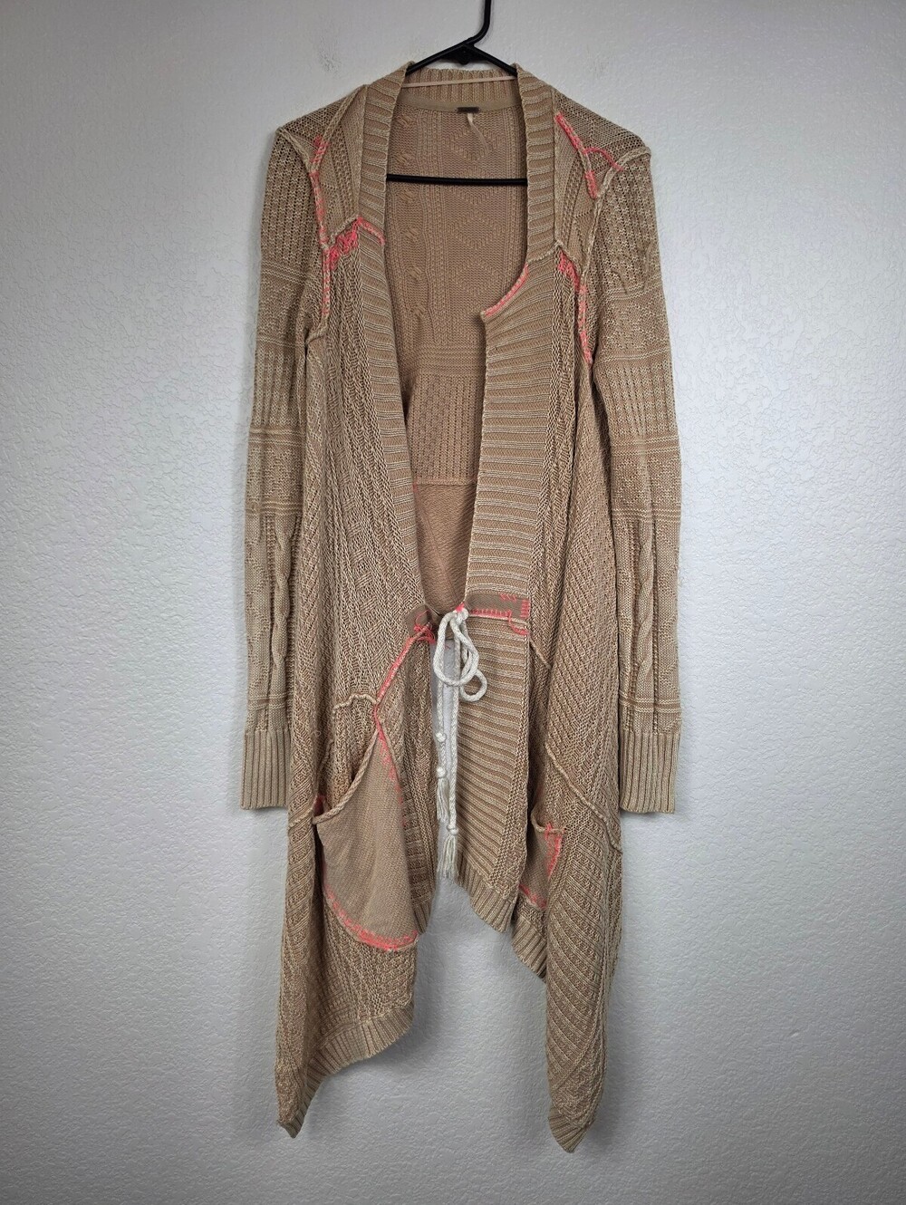 Free People Beige Knit Cardigan Sweater